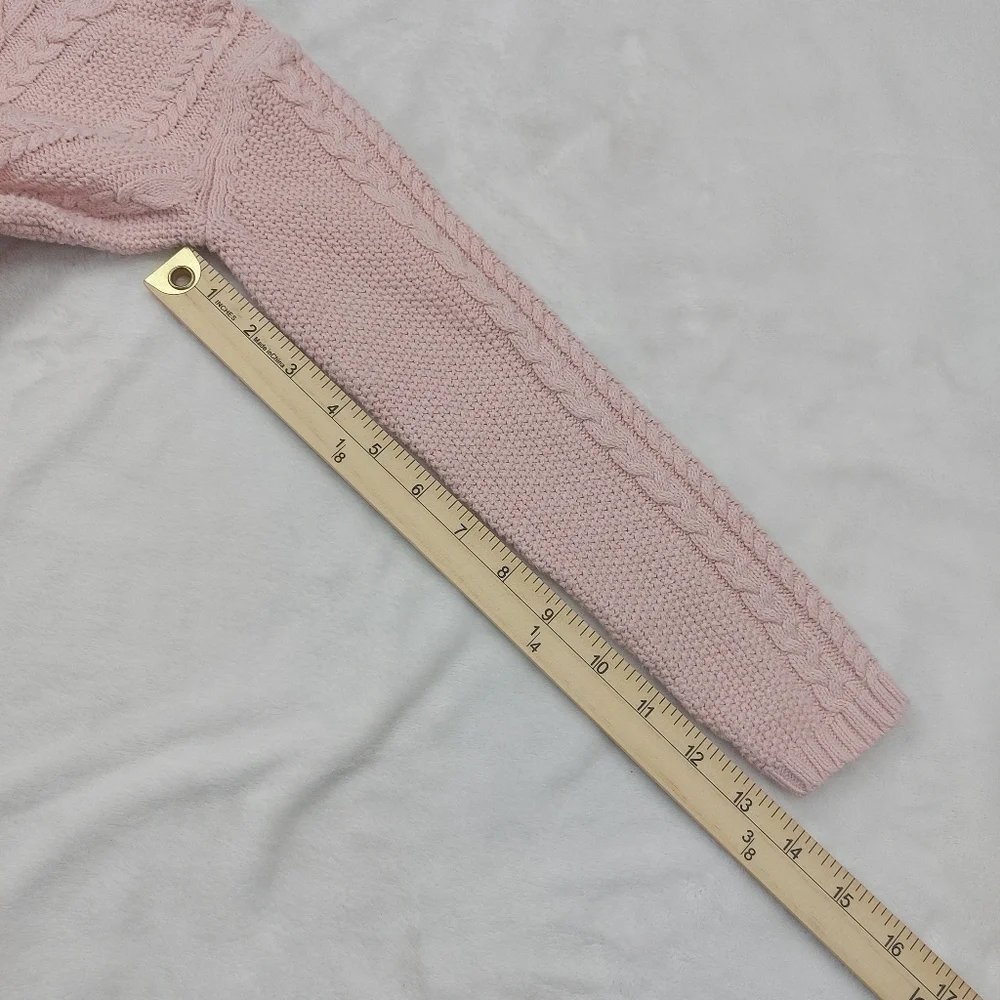 TOMMY BAHAMA GIRLS PINK CABLE KNIT LONG SLEEVE COTTON BLEND SWEATER DRESS SIZE S - Picture 7 of 8